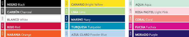 Tabla de Colores para playera D0300 ( horizontal ) cessacomercializadora