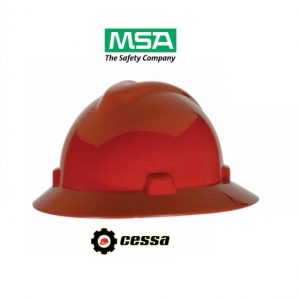 Casco MSA V-GARD tipo ala ancha rojo